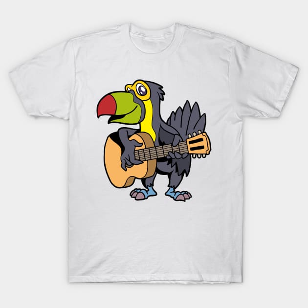 Comic toucan playing guitar T-Shirt by Modern Medieval Design